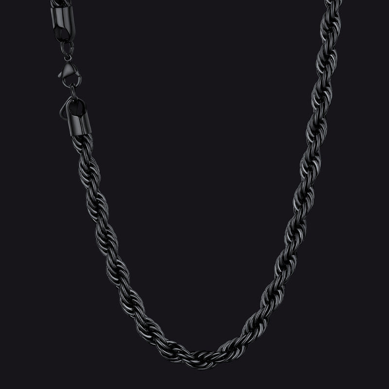 Twisted Rope Chain Stainless Steel Link Necklace for