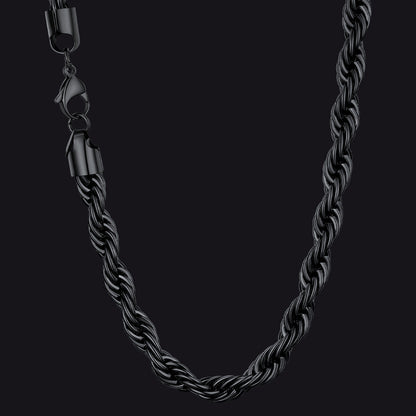 Twisted Rope Chain Stainless Steel Link Necklace for