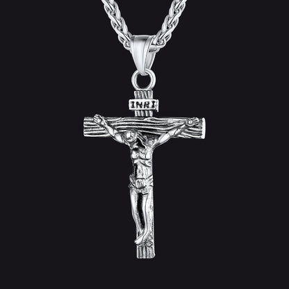 Christian Black Enamel Cross Necklace for