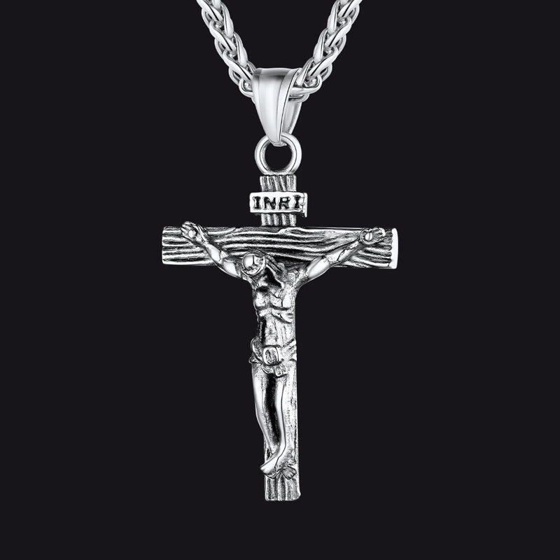 Christian Black Enamel Cross Necklace for