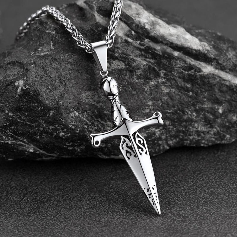 Knife Cross Necklace Pendant for