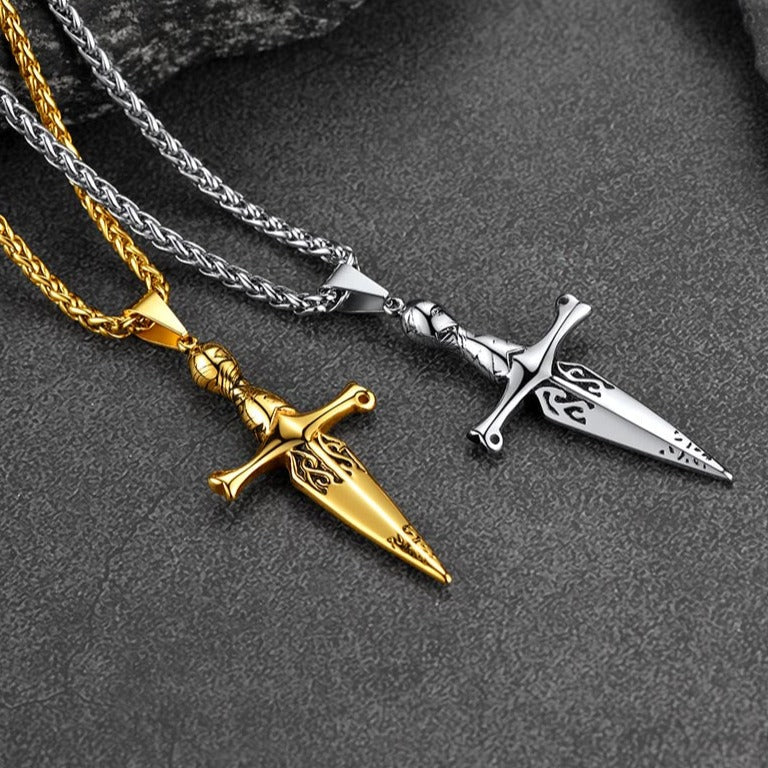 Knife Cross Necklace Pendant for