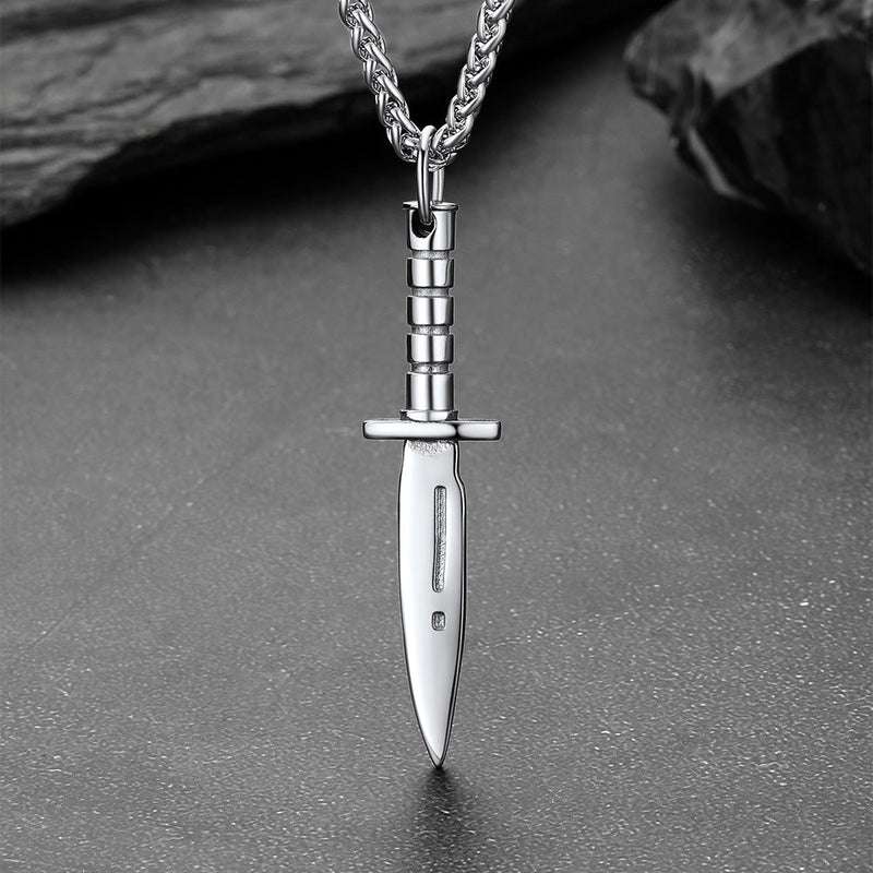 Hip Hop Knife Dagger Pendant Necklace for