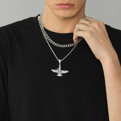 Stainless Steel Faravahar Ahura Mazda Pendant Necklace for