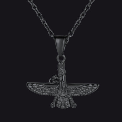 Stainless Steel Faravahar Ahura Mazda Pendant Necklace for