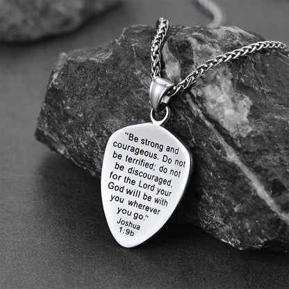 Christian Cross Joshua 1:9 Shield Necklace for