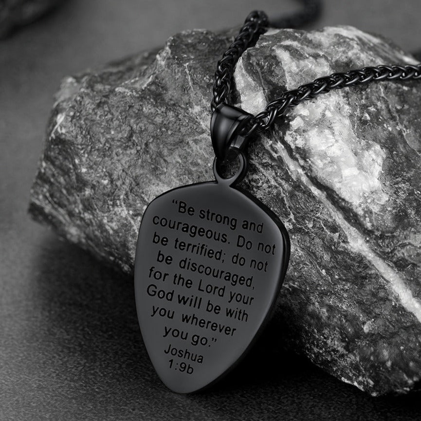 Christian Cross Joshua 1:9 Shield Necklace for