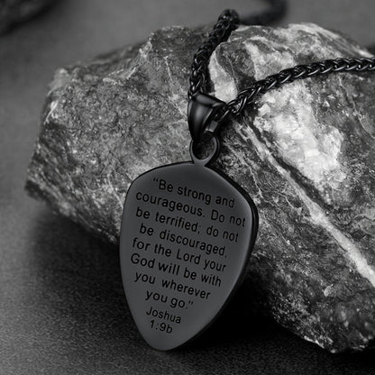 Christian Cross Joshua 1:9 Shield Necklace for