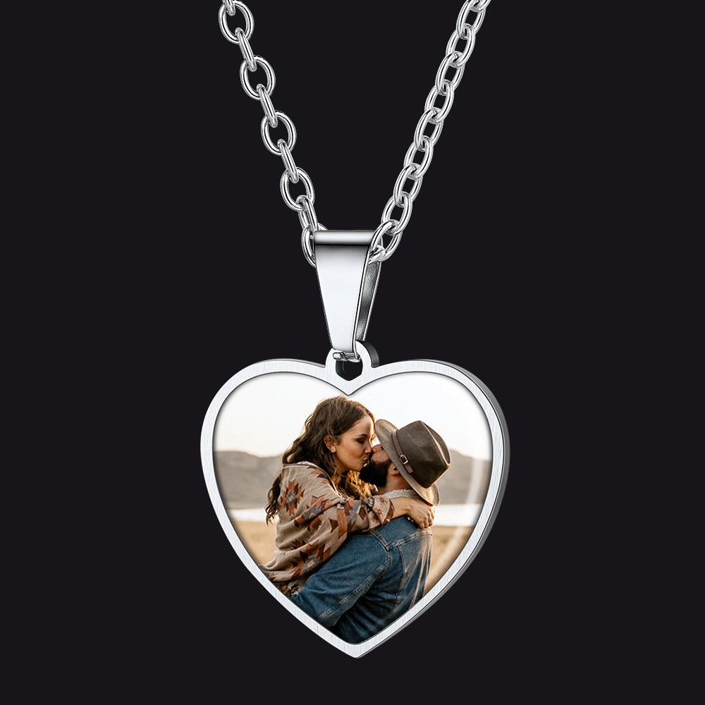 Customized Double-sided Picture Heart Necklace for
