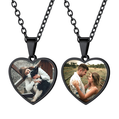 Customized Double-sided Picture Heart Necklace for