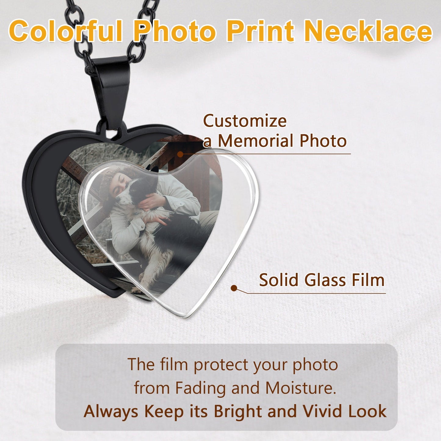 Customized Double-sided Picture Heart Necklace for