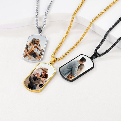 Personalized Double-side Photo Dog Tag Necklace With Picture for