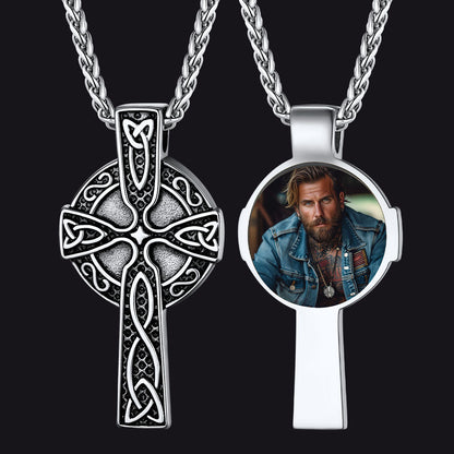 Personalized Celtic Cross Pendant Necklace With Picture