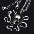 Gothic Octopus Skull Necklace for