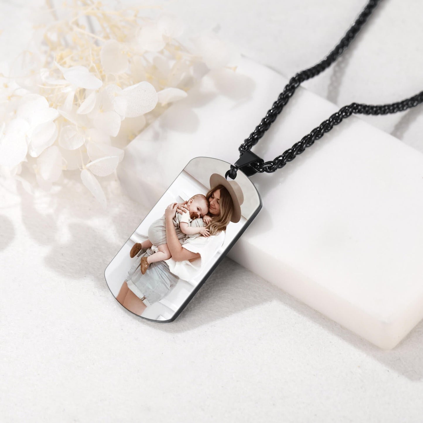 Personalized Photo Dog Tag Pendant Picture Necklace for