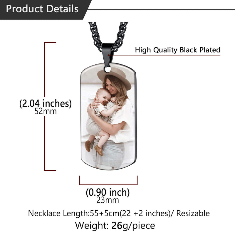 Personalized Photo Dog Tag Pendant Picture Necklace for