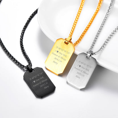 Customized Jersey Number Dog Tag Pendant Necklace for