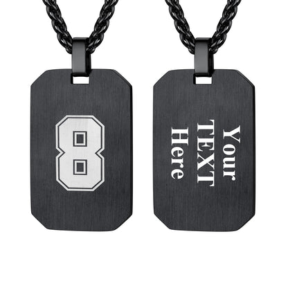 Customized Jersey Number Dog Tag Pendant Necklace for