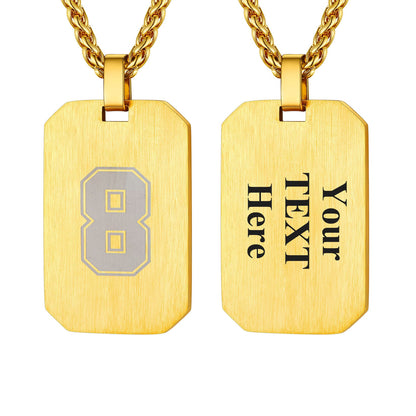 Customized Jersey Number Dog Tag Pendant Necklace for