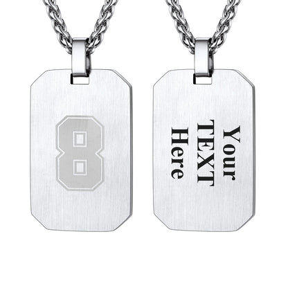 Customized Jersey Number Dog Tag Pendant Necklace for