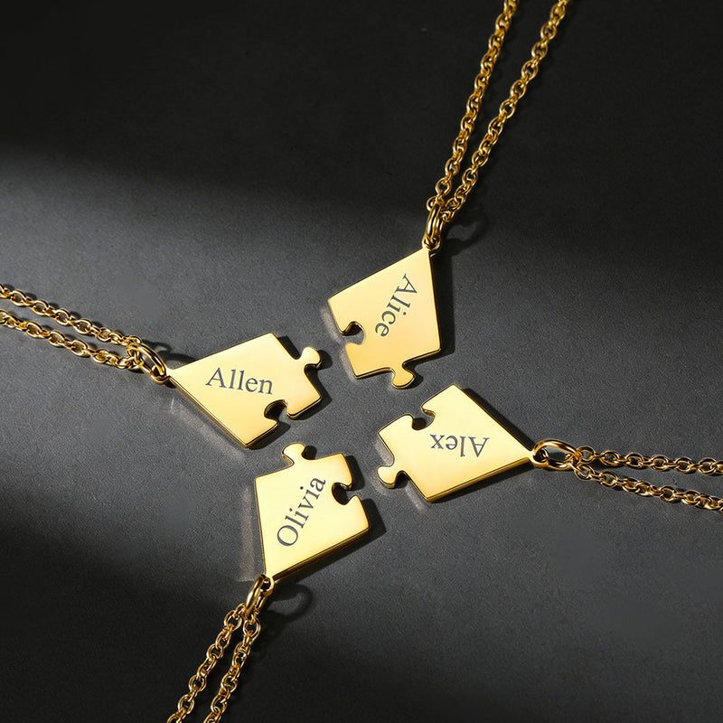 Custom Puzzle Piece Matching Necklaces Set for Bff Family