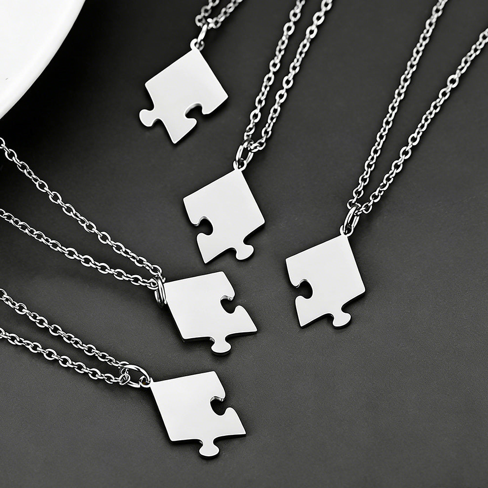 Custom Puzzle Piece Matching Necklaces Set for Bff Family