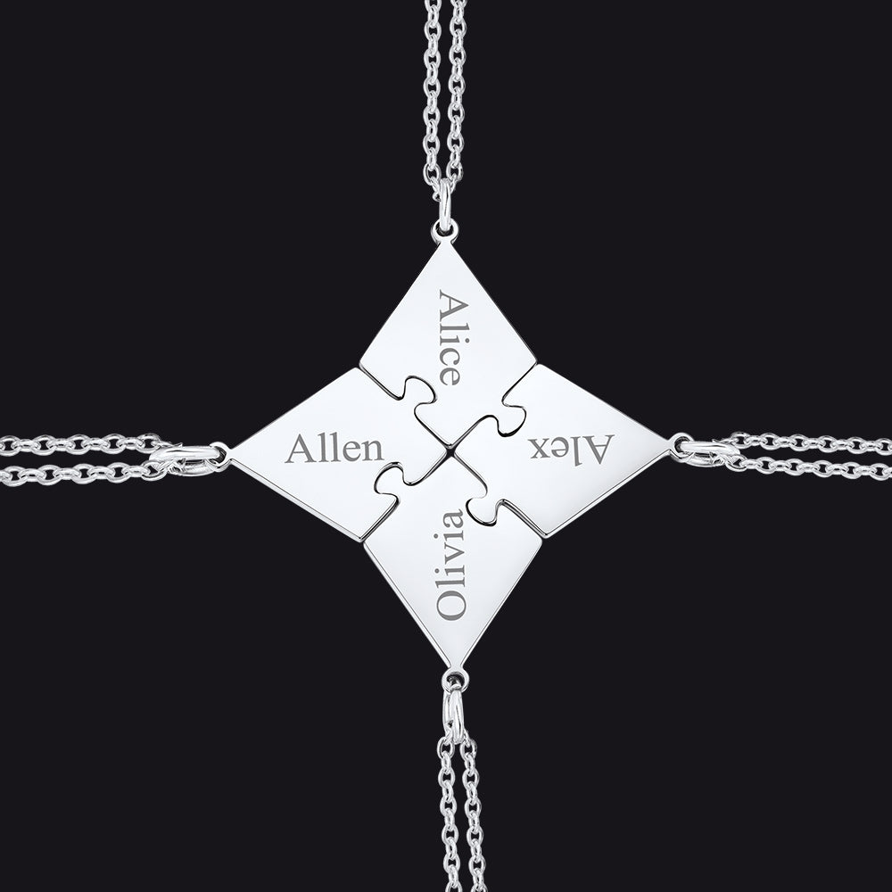 Custom Puzzle Piece Matching Necklaces Set for Bff Family