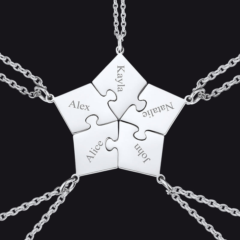 Custom Puzzle Piece Matching Necklaces Set for Bff Family
