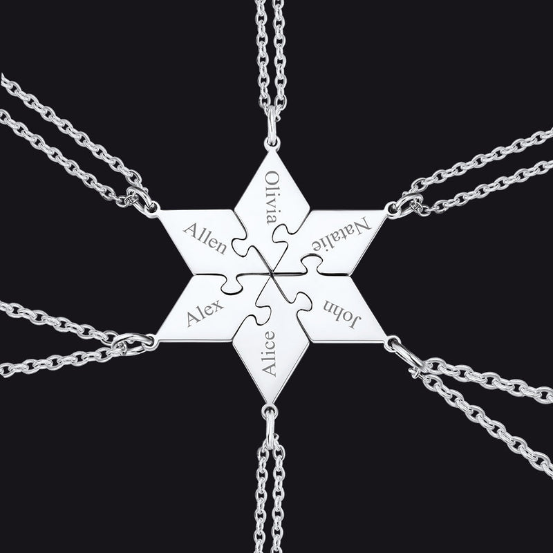 Custom Puzzle Piece Matching Necklaces Set for Bff Family