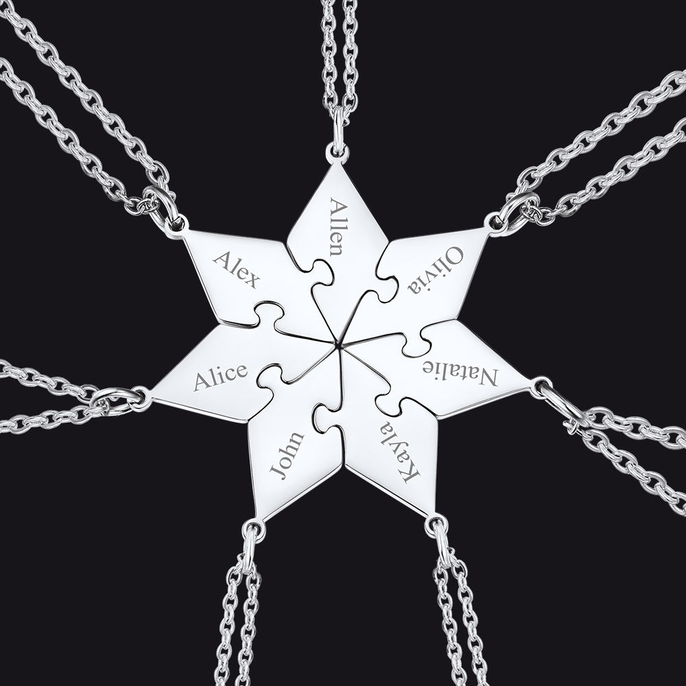 Custom Puzzle Piece Matching Necklaces Set for Bff Family