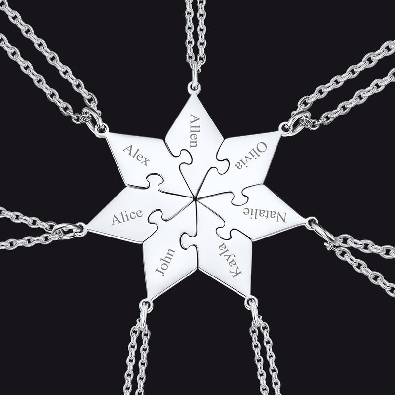 Custom Puzzle Piece Matching Necklaces Set for Bff Family