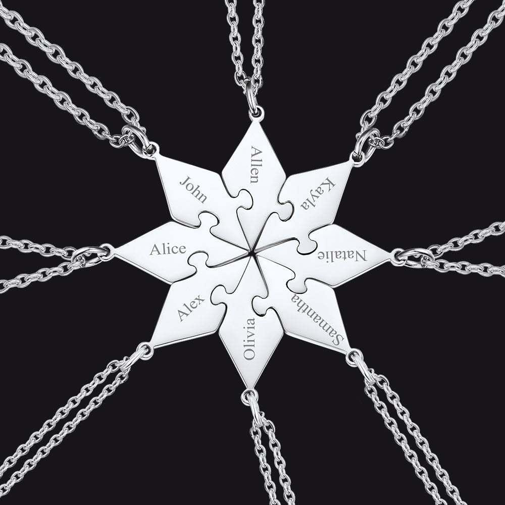 Custom Puzzle Piece Matching Necklaces Set for Bff Family
