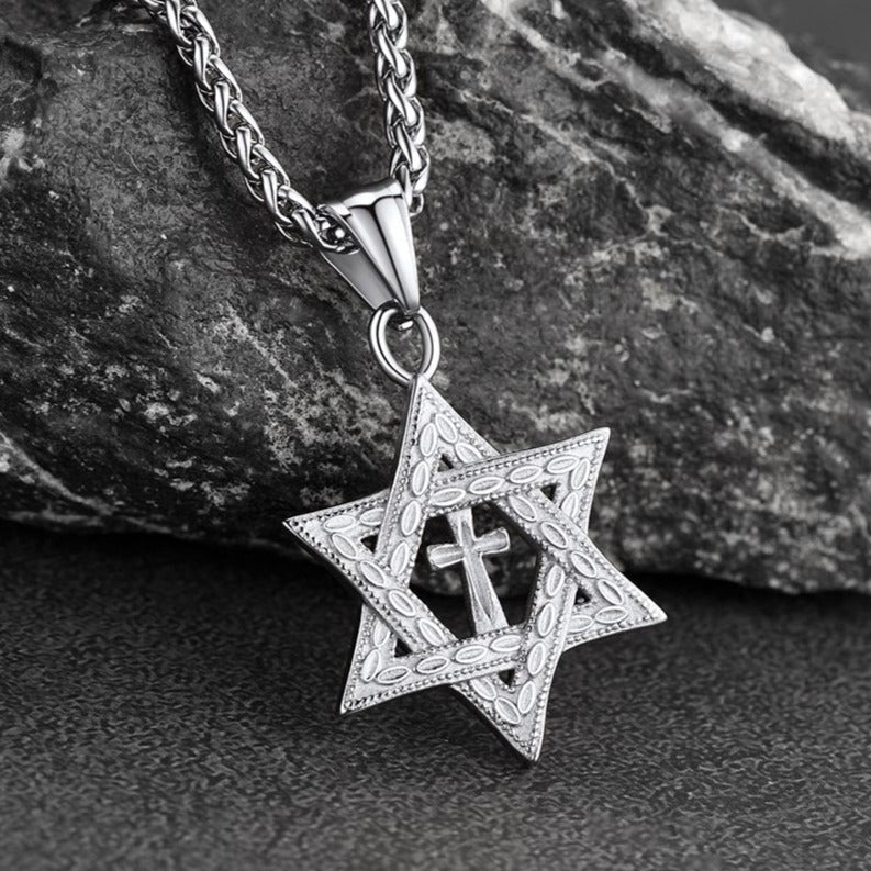 Jewish Star of David Cross Necklace for