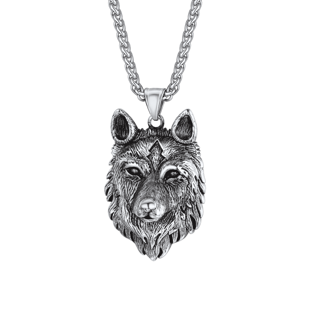 Viking Wild Wolf Pendant Necklace Norse Jewelry for