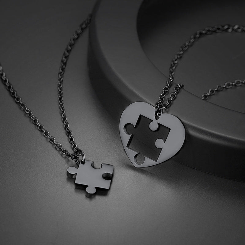 Customized Heart Puzzle Matching Necklaces Set for Couple Mom Daughter