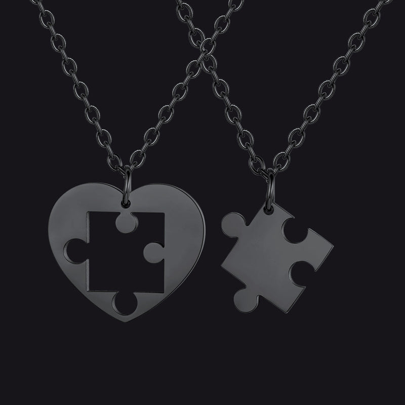 Customized Heart Puzzle Matching Necklaces Set for Couple Mom Daughter