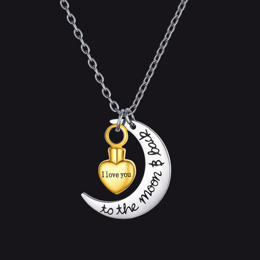 Custom Moon Heart Urn Necklace Cremation Pendant for Ashes