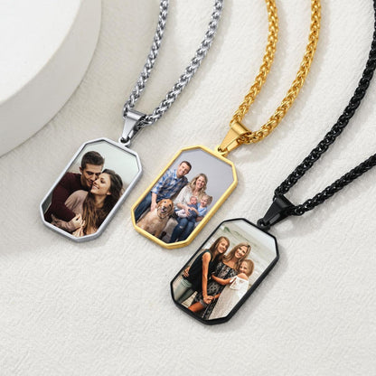 Customized Engraved Photo Dog Tag Necklace for /