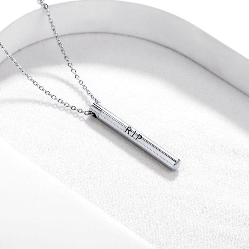 Engraved Bar Urn Necklace for Keepsake Memorial Jewelry