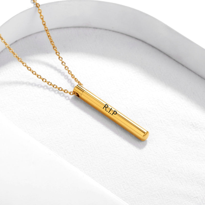 Engraved Bar Urn Necklace for Keepsake Memorial Jewelry
