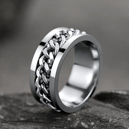 Cuban Chain Link Fidget Spinner Anxiety Ring for