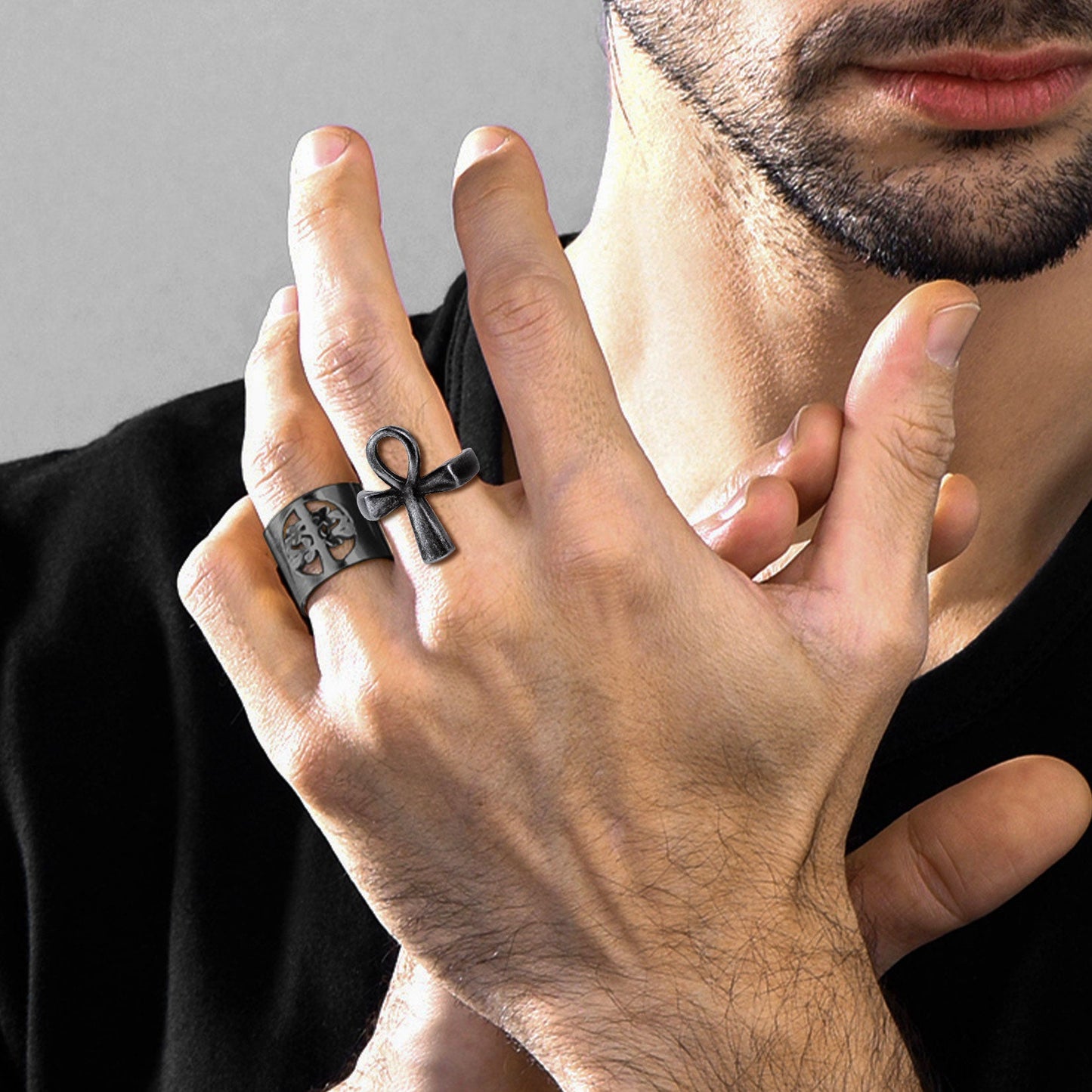 Egyptian Coptic Ankh Cross Stainless Steel Ring for