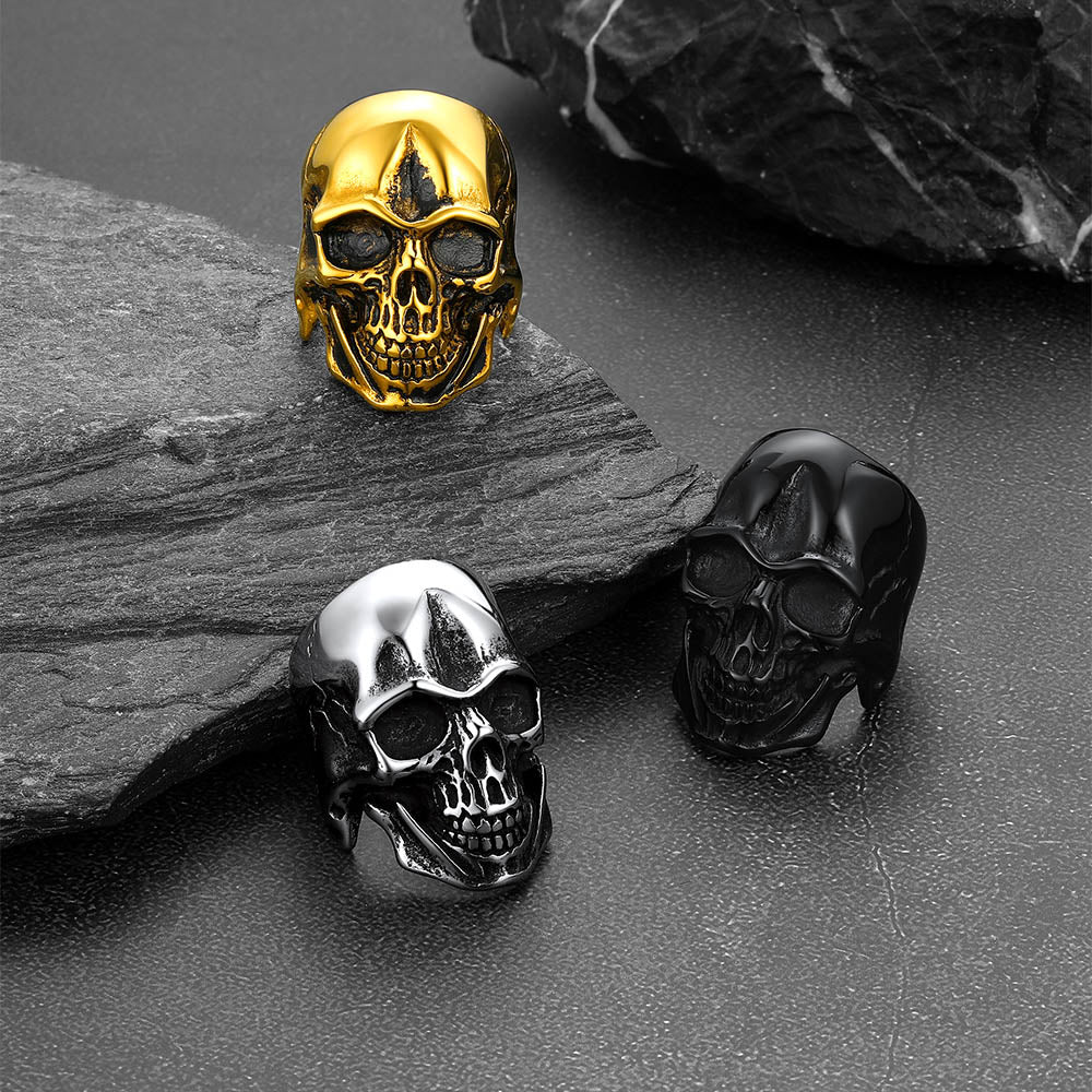 Gothic Biker Skull Stainless Steel Ring for