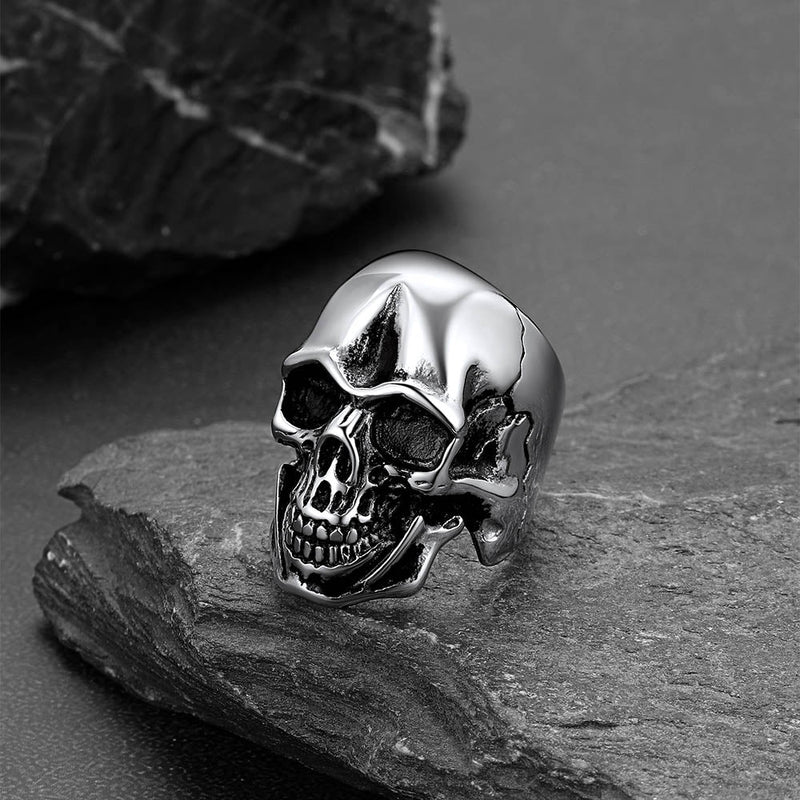 Gothic Biker Skull Stainless Steel Ring for