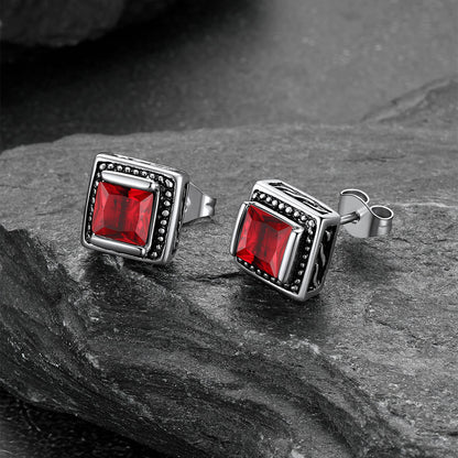 Stainless Steel Square Diamond Stud Earrings for