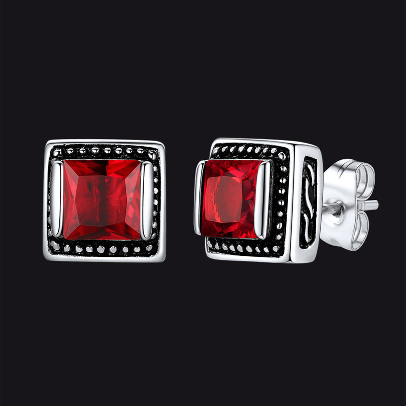 Stainless Steel Square Diamond Stud Earrings for