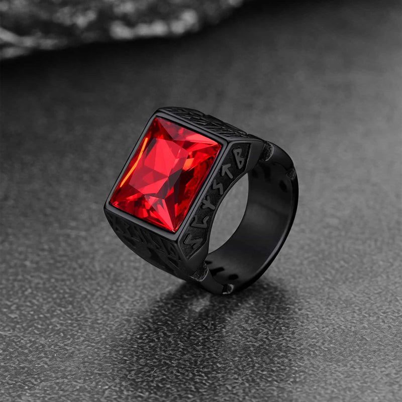 Custom Celtic Gemstone Ring With Runes for