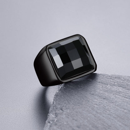 Custom Gemstone Signet Band Ring for , Ruby/ Black Onyx/topaz Ring Gift