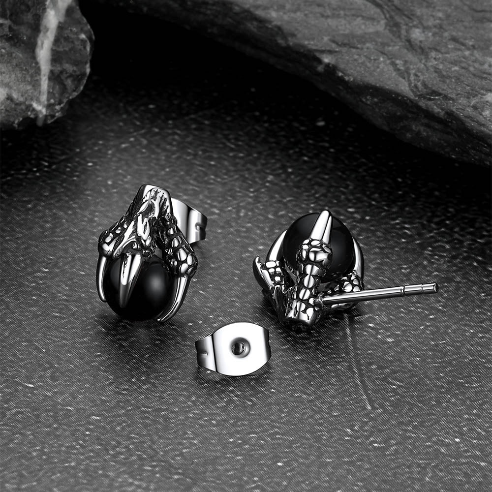 Dragon Claw Stud Earrings With Gemstone for 6mm