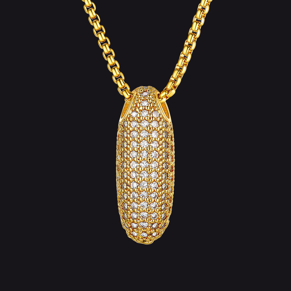 Gold Diamond Bubble Letter Initial Chain Necklace for